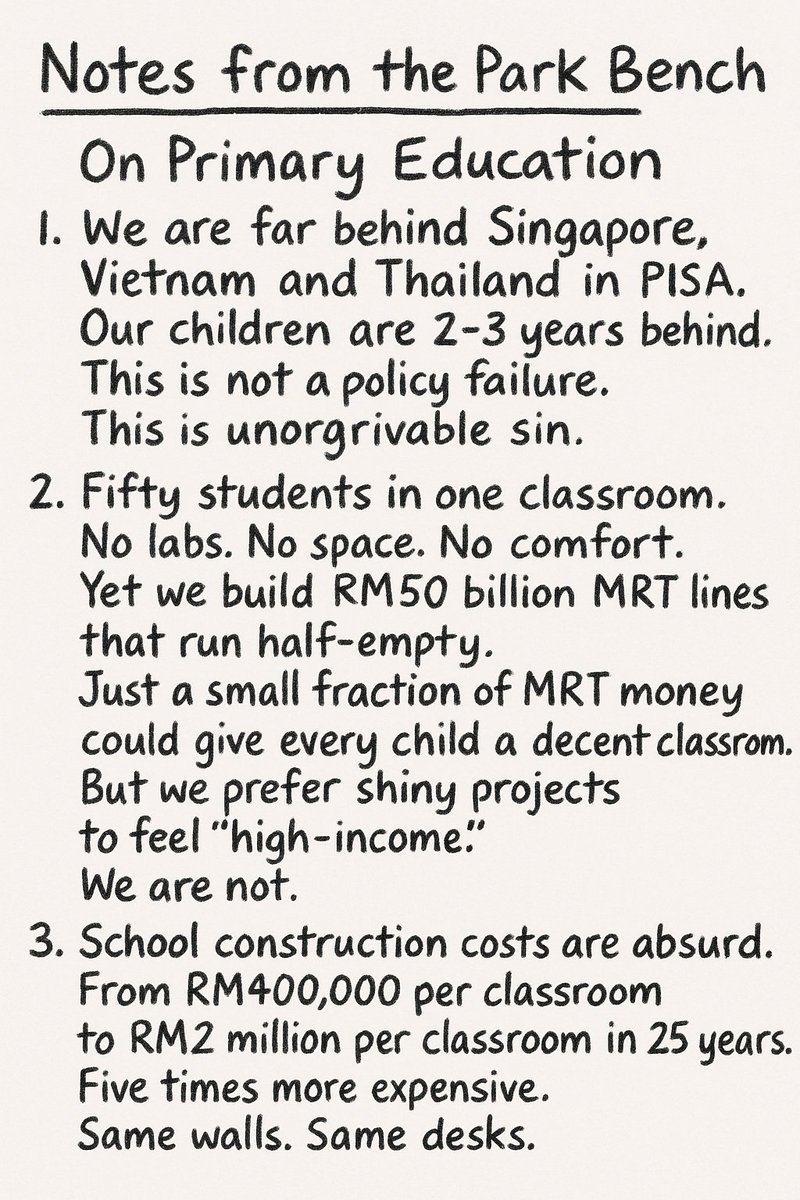 My Notes from the Park Bench today is a rambling on primary education.
We were the best not so long ago

7thDec2025