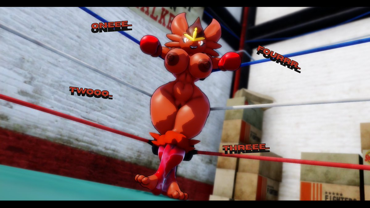 ZeroFrame32's tweet image. You're just barely standing back up, while Cindy counts you out to 10, It seems like she's counting slower on purpose so you can get back up and can keep on punching you.