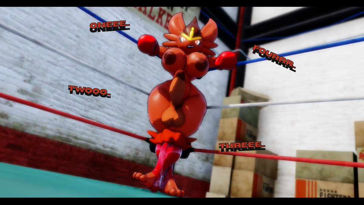 ZeroFrame32's tweet image. You're just barely standing back up, while Cindy counts you out to 10, It seems like she's counting slower on purpose so you can get back up and can keep on punching you.