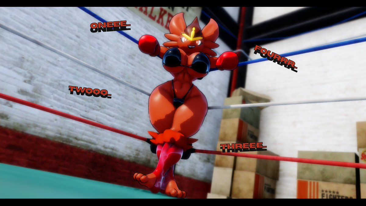 ZeroFrame32's tweet image. You're just barely standing back up, while Cindy counts you out to 10, It seems like she's counting slower on purpose so you can get back up and can keep on punching you.