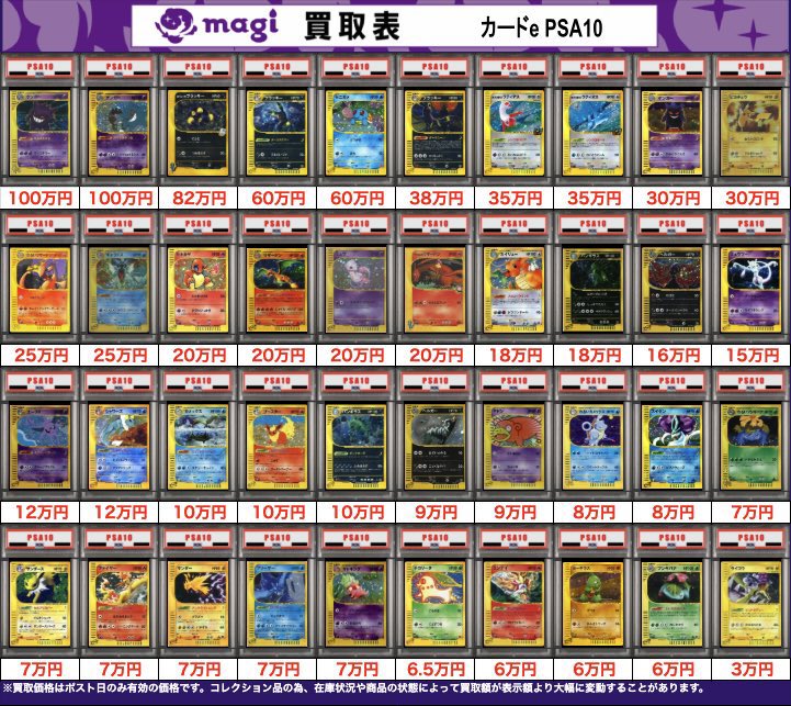 買取告知】 PSA10ポケモン カードe『状態S(NM/NM)』の買取価格です
