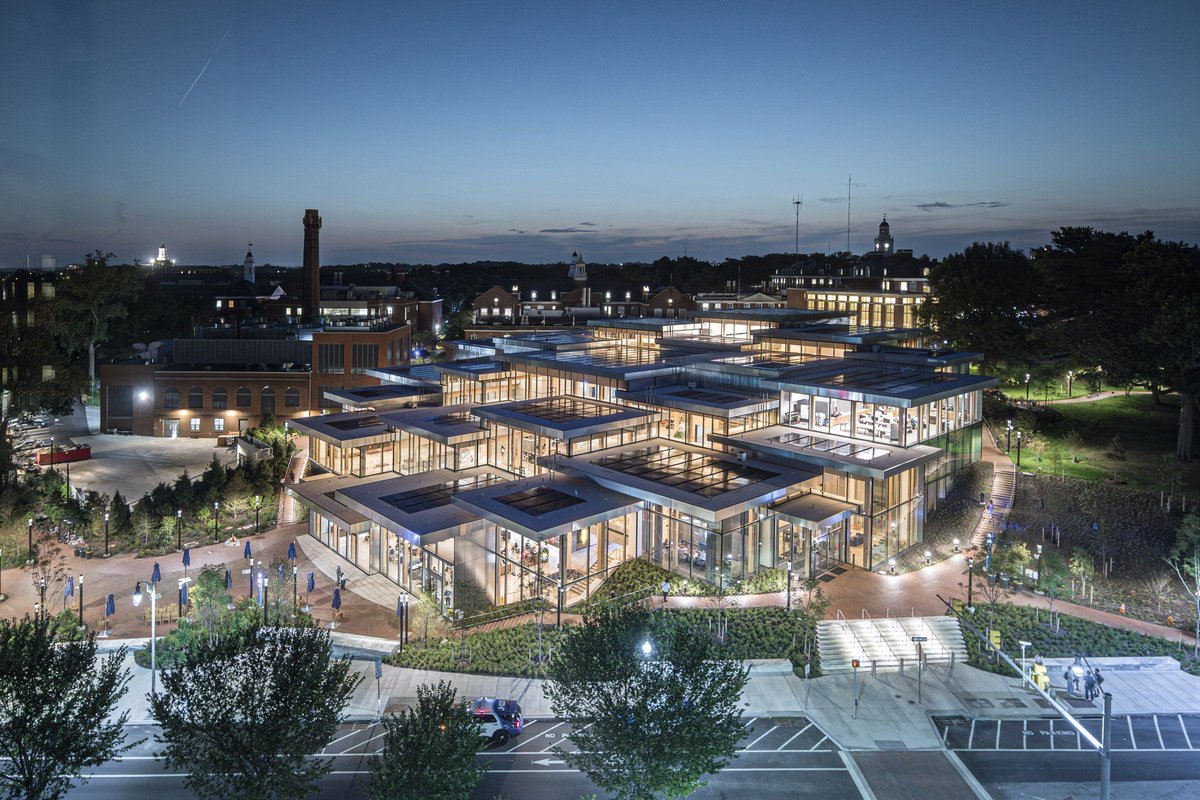 Johns Hopkins University has a new village-inspired student centre. Designed by Bjarke Ingels Group and Rockwell Group, the Bloomberg Student Center sits on the University's Homewood Campus in Baltimore and is formed by 29 sustainably-sourced mass timber cubes that rise across