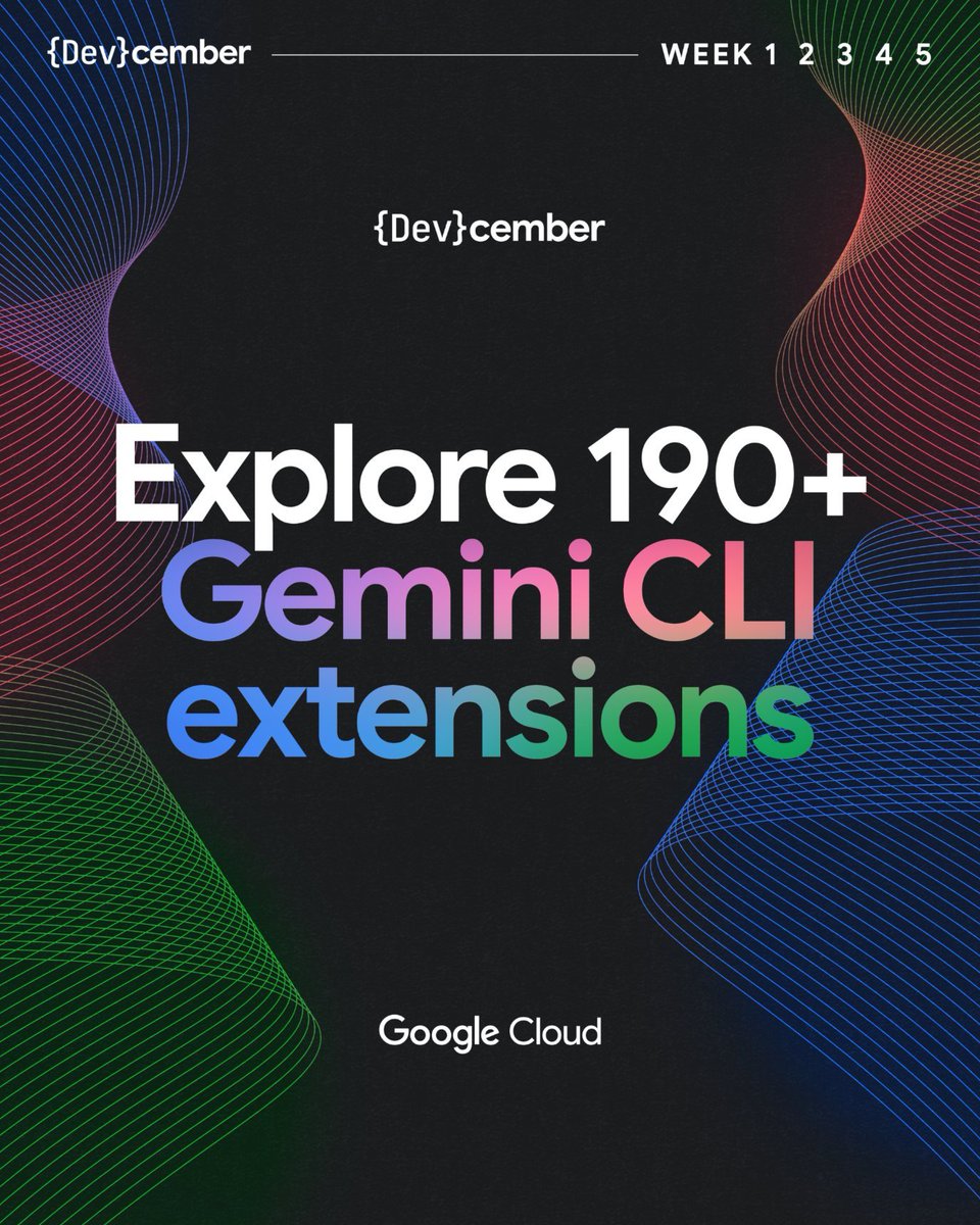 Gemini CLI keeps getting crazier — 190+ extensions now 🤯

Dev tools, workflows, automation… all from your terminal.

And yes, AgentBay builders love this stuff. Faster dev ➜ faster Agents. 👀

Time to explore. ✨

#DEVcember #GeminiCLI #AgentBay