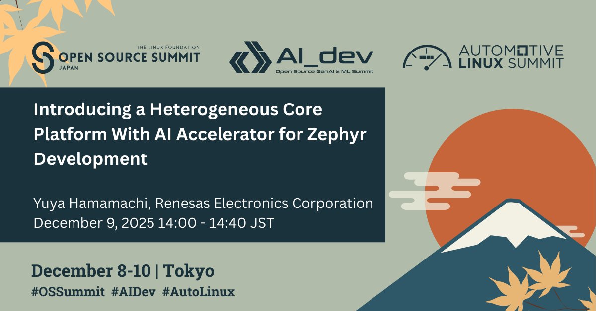 ZephyrIoT's tweet image. Yuya Hamamachi (@RenesasGlobal) highlights how Zephyr runs both on Cortex-R and as a Xen RTOS VM on Renesas’ new heterogeneous platform. 
Session info:hubs.la/Q03X8KRW0
Learn more: hubs.la/Q03X8LsR0 #ossummit #ZephyrRTOS #opensource