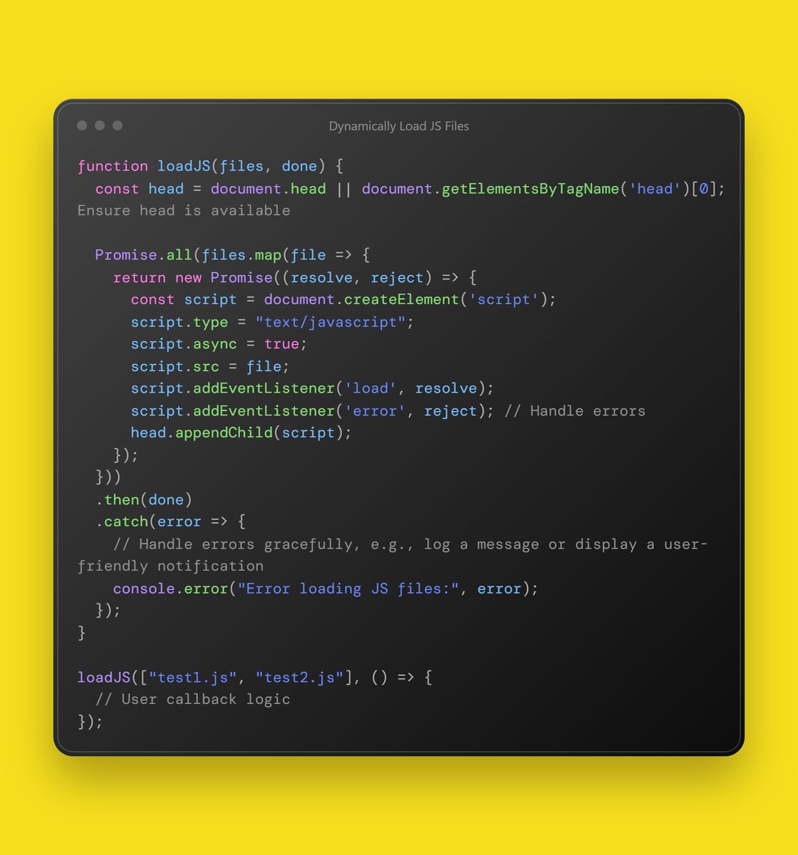 iamatifriaz's tweet image. ✨ Dynamically Load JS Files!

Load JavaScript files dynamically for enhanced speed and reliability.

Check it out &amp;amp; share your thoughts!