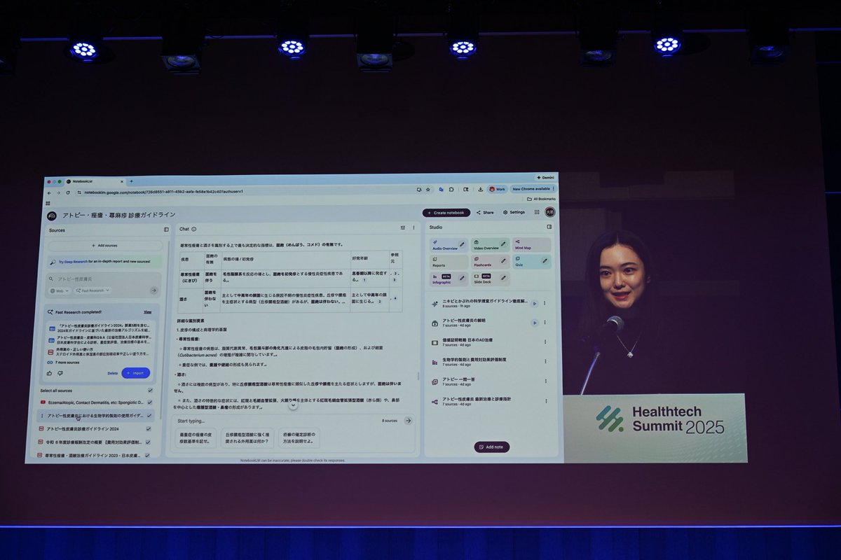 innavi_mit's tweet image. 「How Clinicians Turn GenAI On？－急速に医療現場に浸透する生成AI活用の『いま』」では、GoogleのNotebook LMやAI患者MILAのスキル向上につながる活用事例が取り上げられました。また、久野真弘氏が自身の生成AI活用方法を紹介。ほかに法制度の面から生成AI活用の課題も。#HealthtechSummit