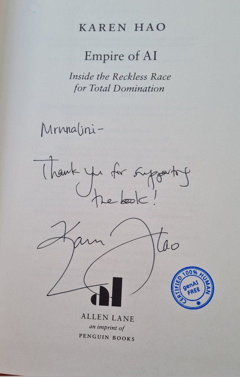 Karen Hao was smart, and then when she signed her book, you could see the stamp of brilliance. #BLF