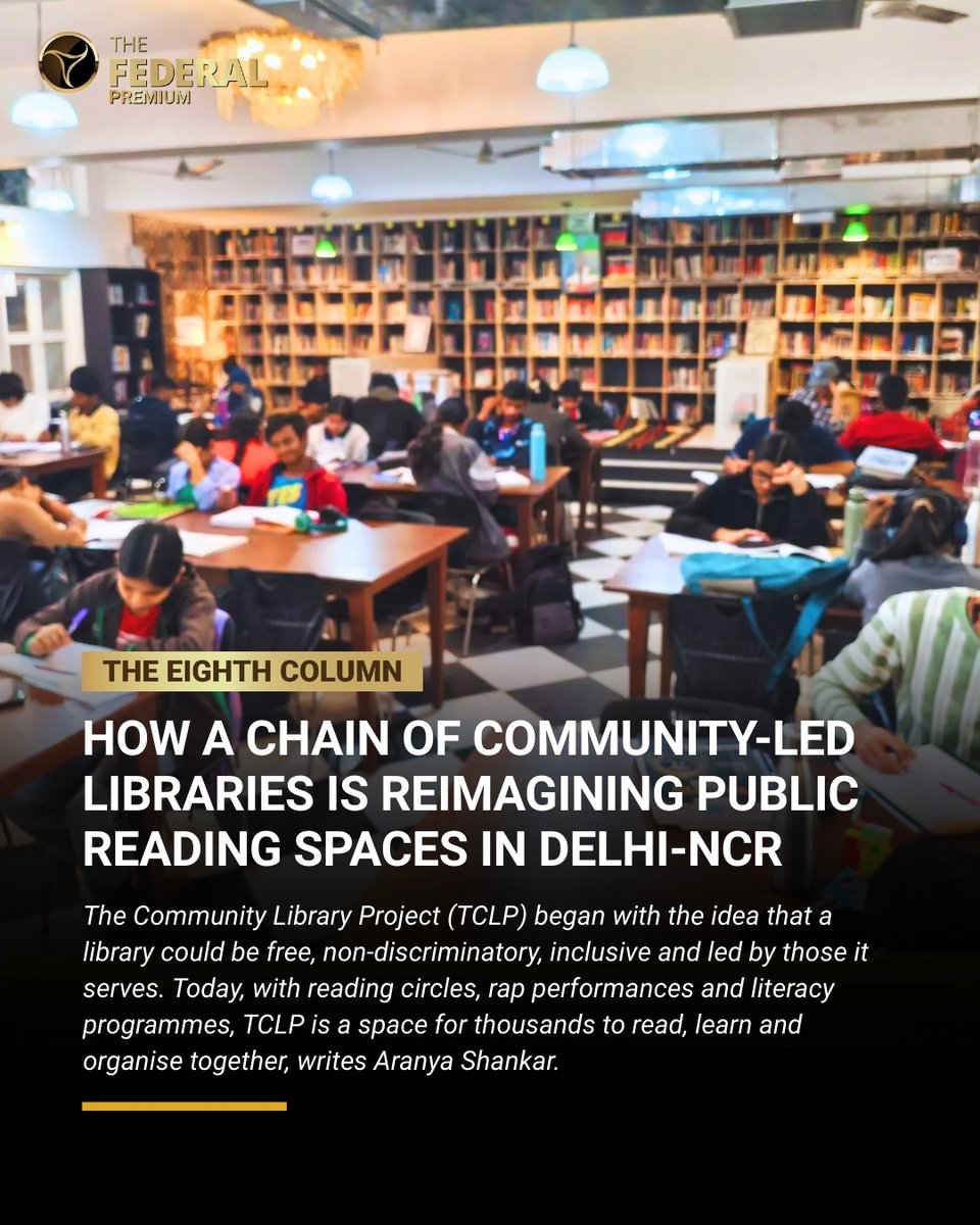 TheFederal_News's tweet image. The Community Library Project proves a library can be free, inclusive and community-run, a vibrant space where reading circles, rap sessions and literacy programmes thrive, writes @AnyaShankar.

#Libraries #DelhiNCR #CommunityLearning #Reading