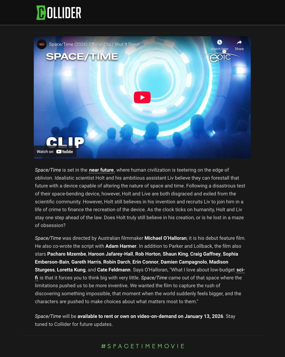 Thanks to <a href="/Collider/">Collider</a> for debuting our first exclusive clip from <a href="/spacetimemovie/">Space/Time</a>! ✨
Check it out ahead of our USA release on January 13.

Read the full article:
collider.com/space-time-sne…

#spacetimemovie #scifi #comingsoon