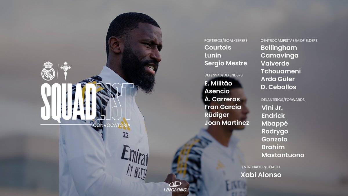 REAL MADRID SQUADLIST VS CELTA VIGO