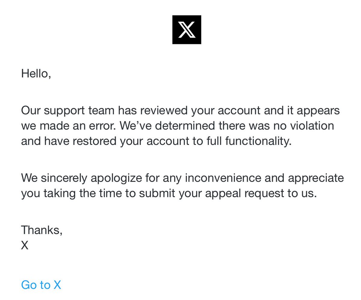 Well, well, well. Somebody got their account back.
