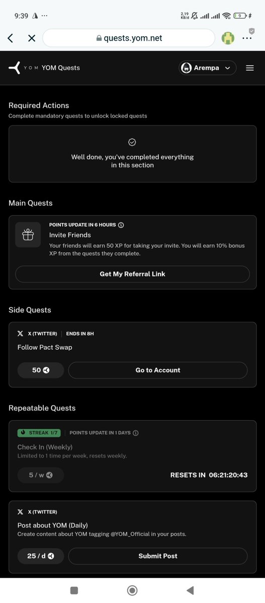 Update YOM: Claim Elite Badge

An official statement about the status of these codes will be made public soon.

Complete Daily Task And Wait for Code Update <a href="/YOM_Official/">YOM</a>