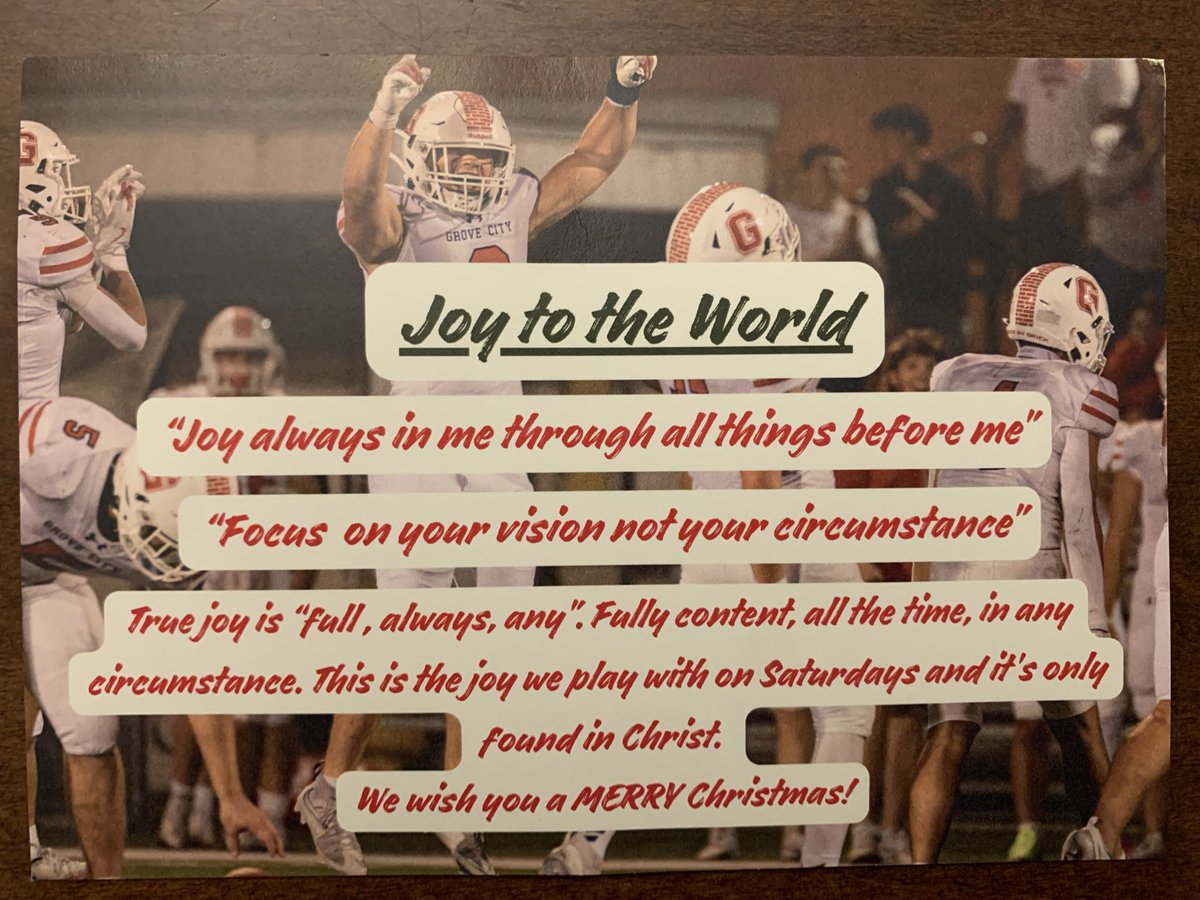 CoachDiDonato's tweet photo. Great surprise seeing a big group of Christmas carolers out tonight and the Christmas card they created. Spreading Christmas cheer and sharing the most important message of all: True joy is only found in Christ.

Proud of these guys. https://t.co/D6dxMCH31Y