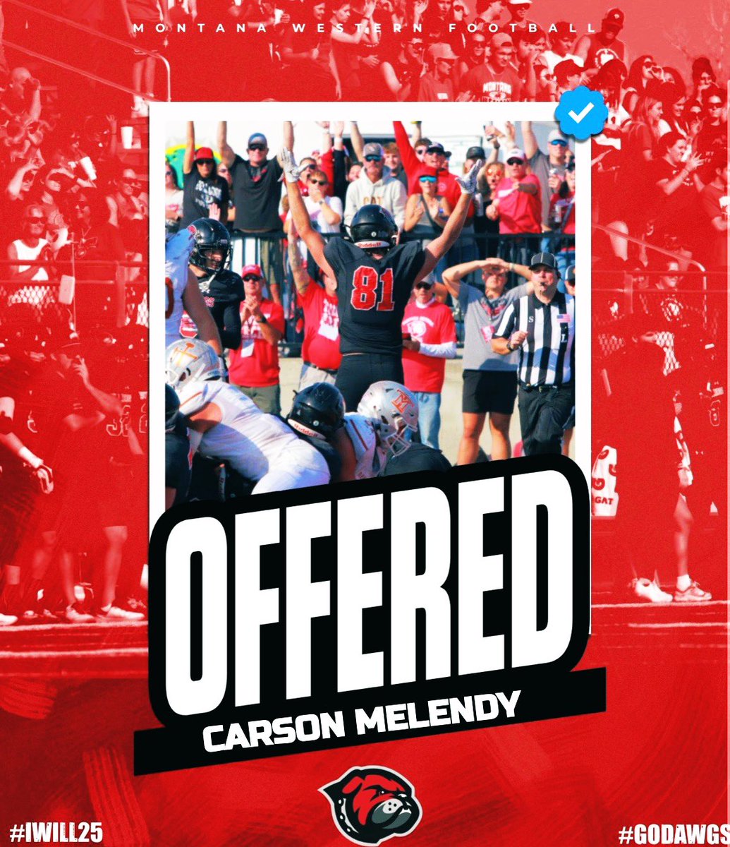 After a great conversation with <a href="/Coach_Swank/">Braden Swank</a>, I am blessed to receive my second offer from <a href="/UMW_Football/">University of Montana Western Football</a> !