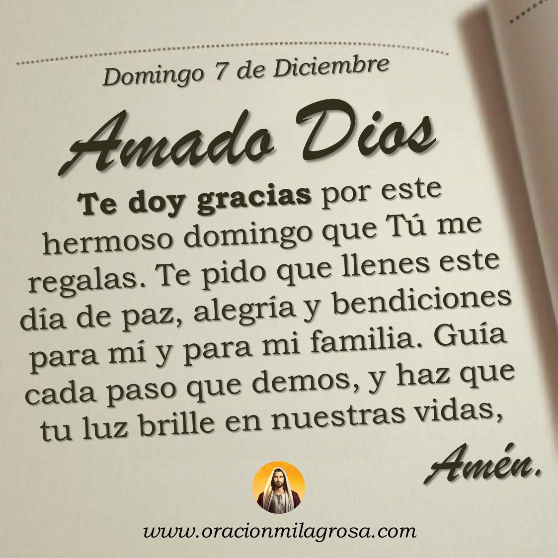 Oración para el domingo 7 de diciembre de 2025: oracionmilagrosa.com/2017/01/amor.h… ✨
