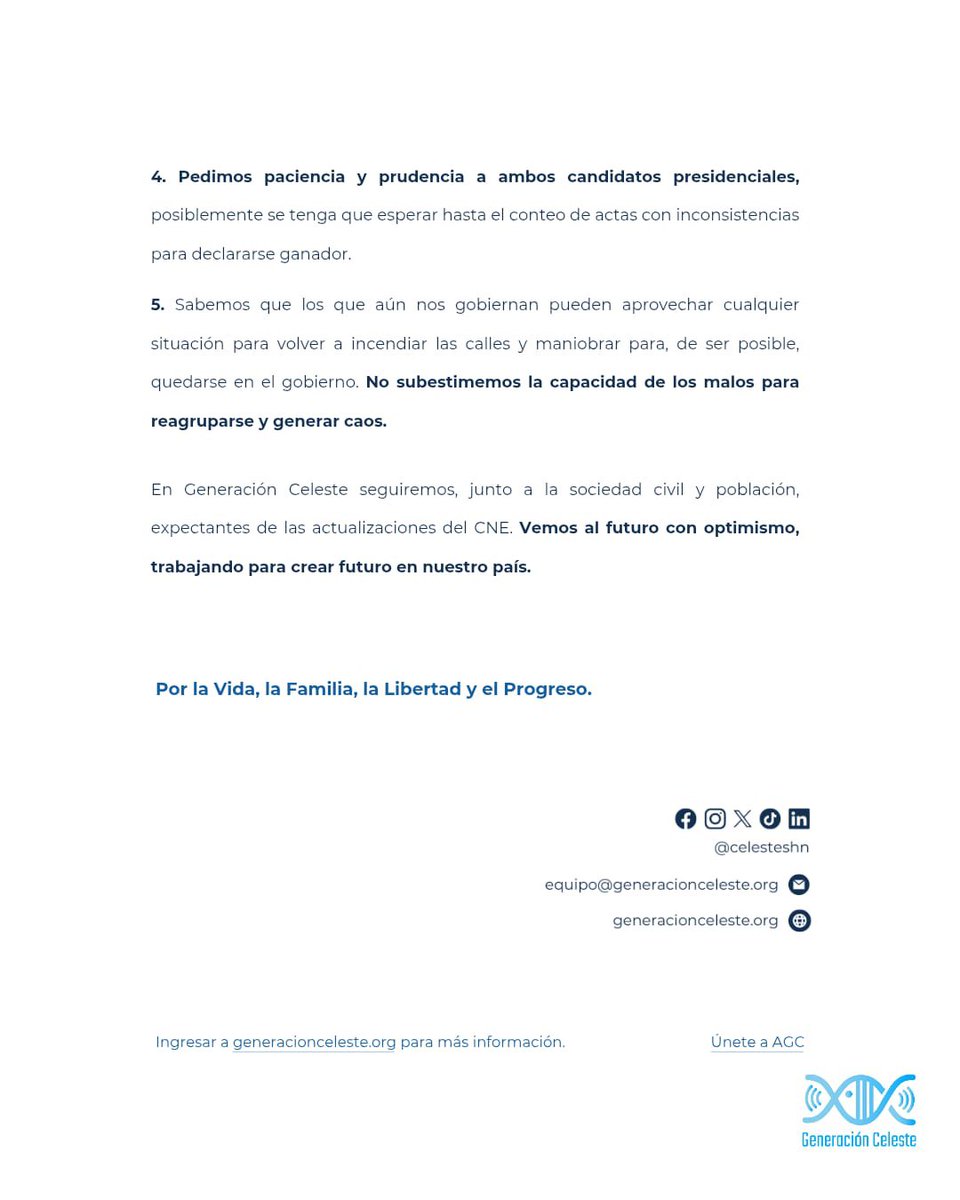 Comunicado para todo el pueblo hondureño, sociedad civil, comunidad internacional, al Partido Liberal, Partido Nacional, candidatos presidenciales y diputados electos.  
¡Honduras debe ser primero!

#EleccionesHonduras2025