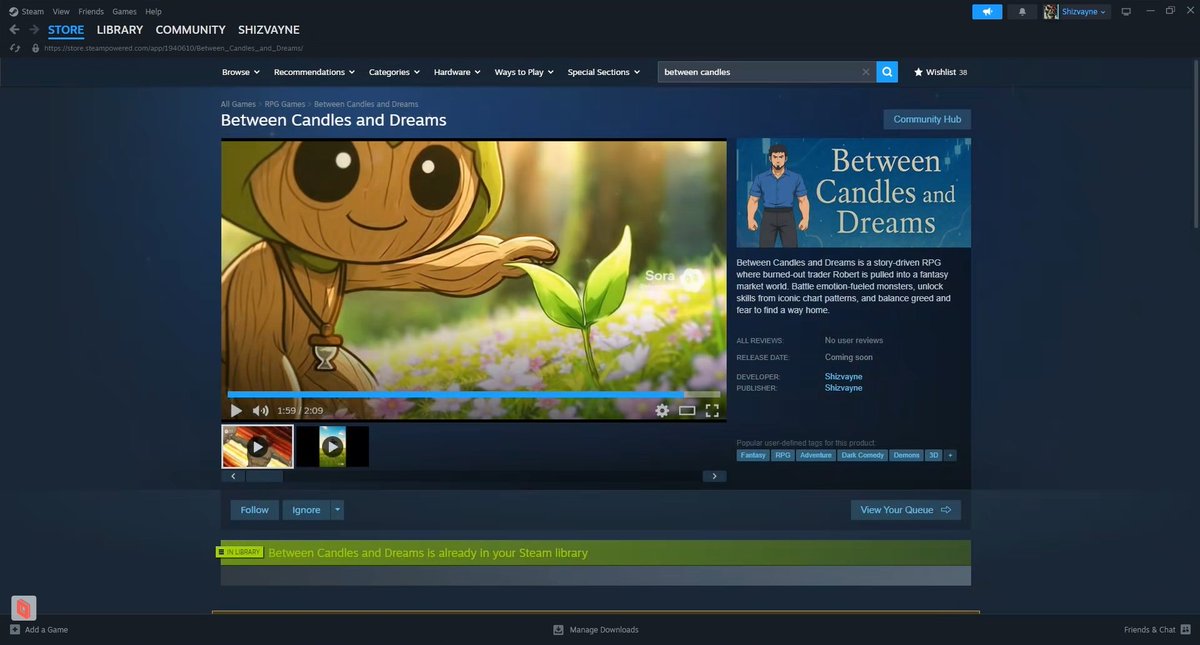 New prologue available for wishlist on my latest stock market game. Search Steam for Between Candles and Dreams. #videogames #StockMarket