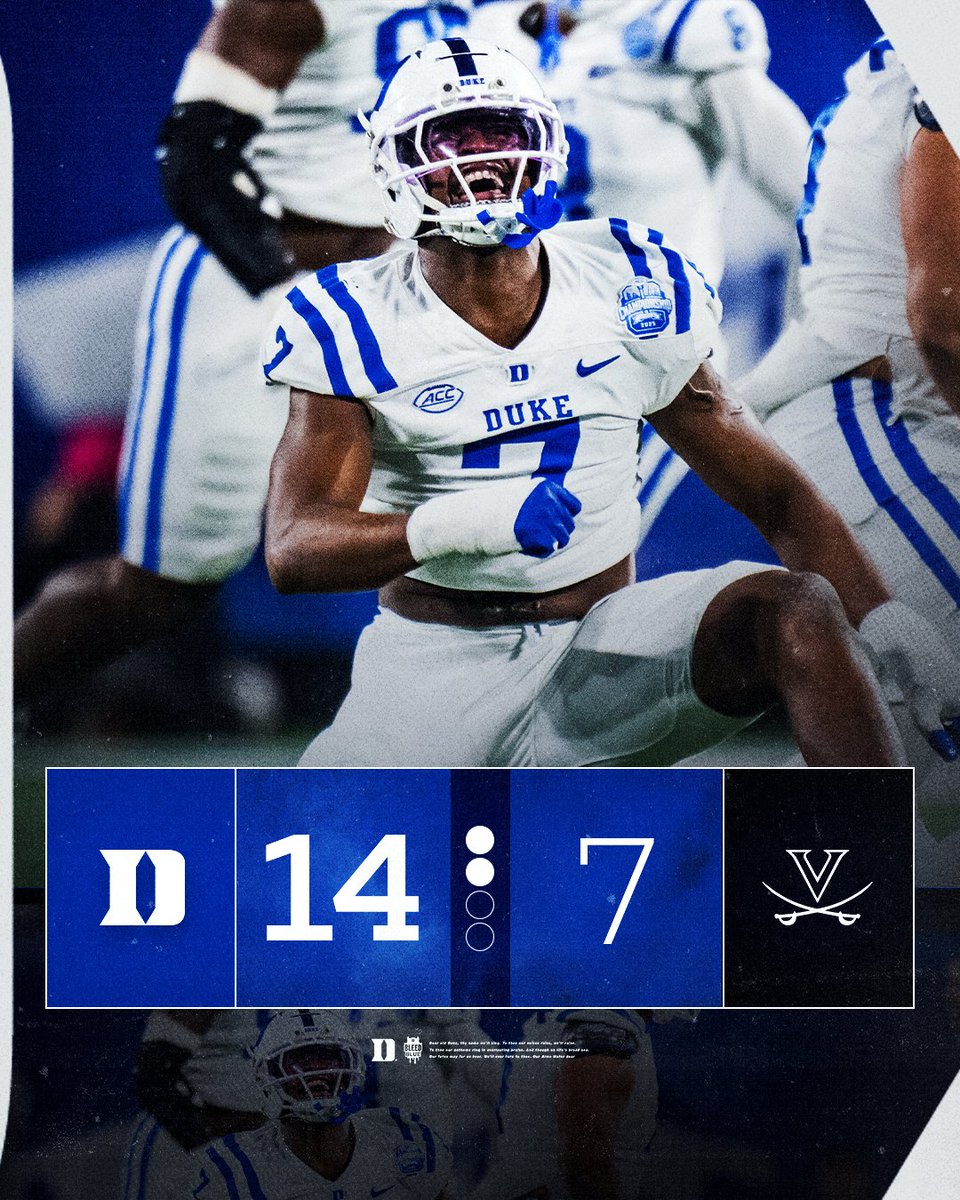 DukeFOOTBALL's tweet image. Up at the half 😈