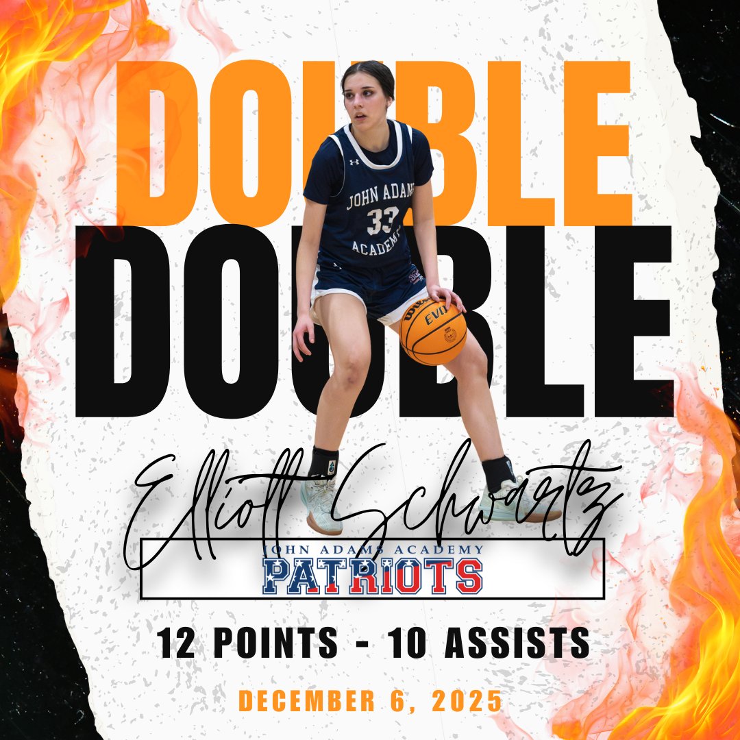 🏀🚨Stat Alert🚨🏀

Elliott Schwartz, (John Adams Academy edh)
12/06/2025 

-12pts
-10ast
-4reb
-4stl
-2blk
(in 20 mins)