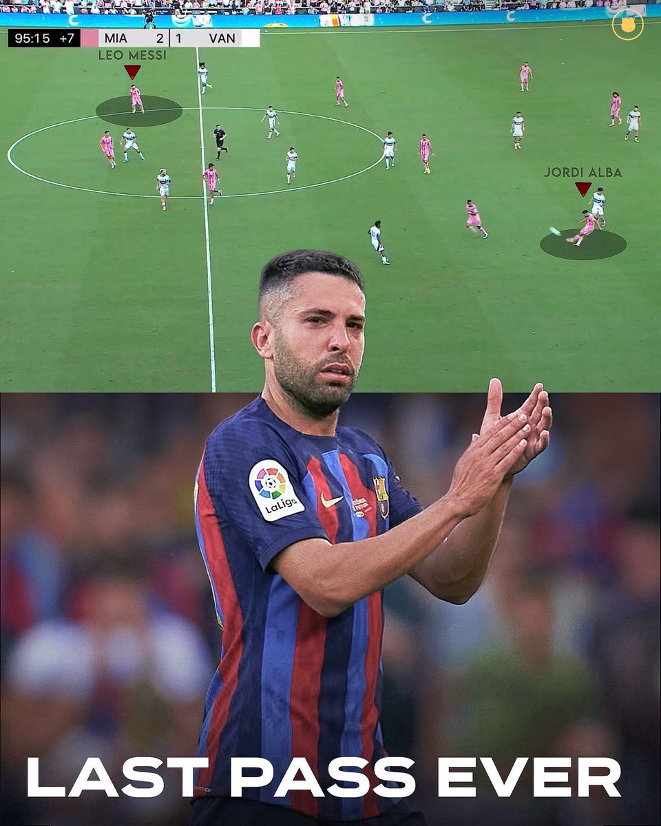 forblaugrana's tweet photo. 🥺 Jordi Alba retires from football and his last pass was to Messi, who wrote this fairytale ending. https://t.co/tI08akH8Df