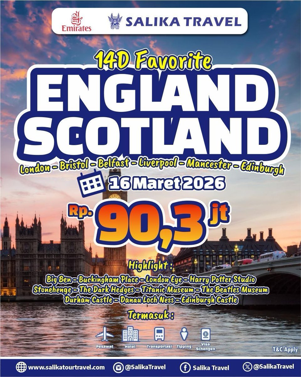 14D Favourite England Scotland

Selanjutnya klik :
salikatourtravel.com/tour/detail/14…

Rsv hub :
wa.me/6285954487807
wa.me/6281945166878
wa.me/6281803863912

T&amp;C Apply
#SalikaTravel
#BestDeals
#GroupSeries
#TourWithSalikaTravel
#JoinTourSalikaTravel
#SalikaUnitedKingdomTour