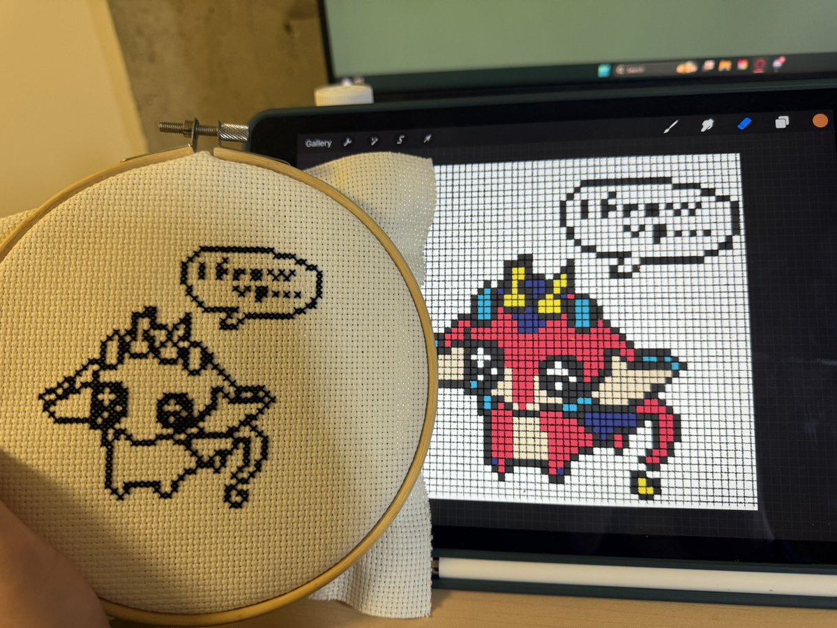 I said I would do it! Cross stitch smoldie line art is done! Soon comes color!