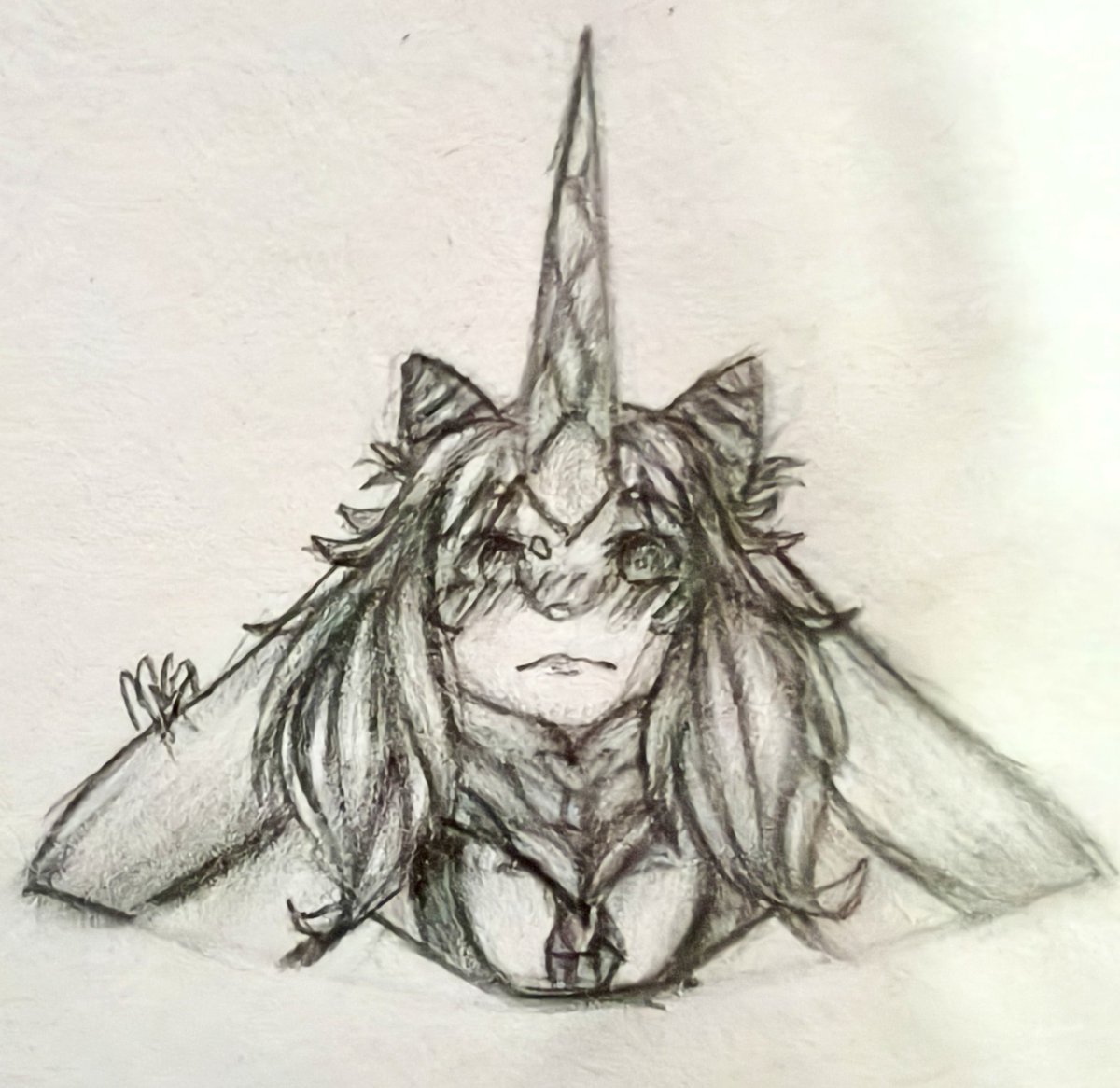 DStar_Arts's tweet photo. i dont usually do traditional art... so im sorry that its messy

anyway a sketch of Vivianne being Flustered https://t.co/FOwOZmviNv