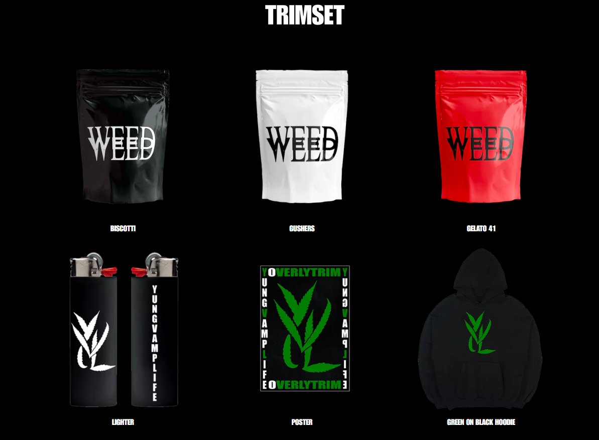 THARAGERS's tweet image. Playboi Carti starts his own C*nnabis brand called 'TRIMSET', fans recently spotted a teaser of it on 'Let's Do It' music video 🍃😭