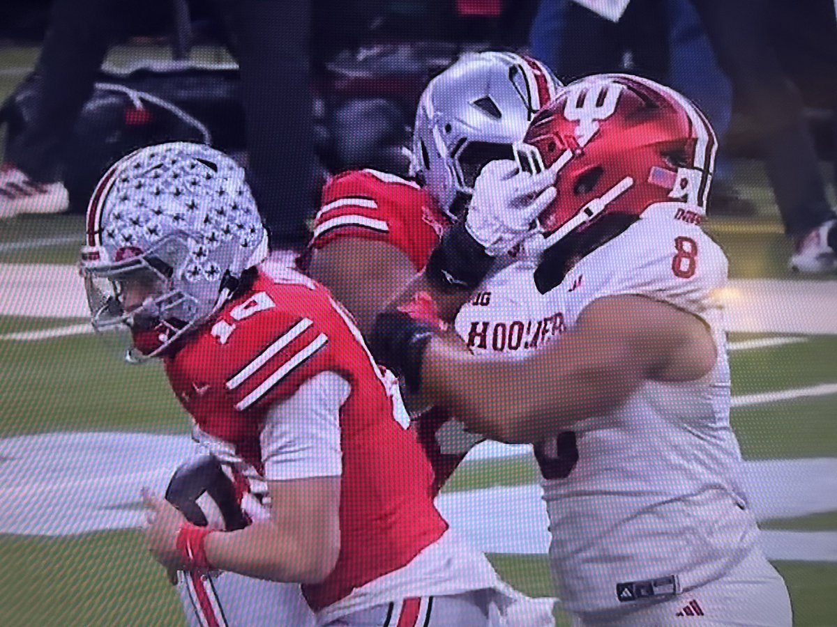 Love they’re arguing Julian Sayin being in the grasp and ignoring the lineman face mask that should’ve been a 15 yard penalty anyway.