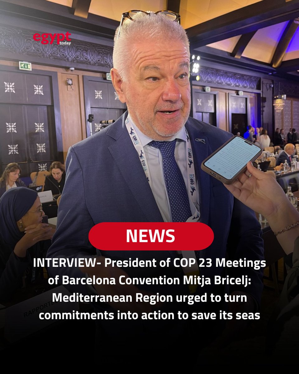 EgyptTodayMag's tweet image. INTERVIEW- President of COP 23 Meetings of Barcelona Convention Mitja Bricelj: Mediterranean Region urged to turn commitments into action to save its seas

Read the full interview: egypttoday.com/Article/1/1438… 

#COP24Med #Cop24 | #المناخ #مصر #مؤتمر_المناخ