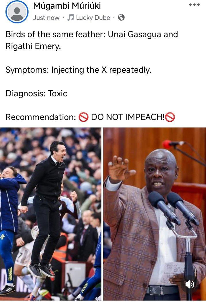 Mboya06's tweet image. Describe Unai Emery with reference to impeached Kenyan DP Rigathi Gachagua (30mks).

#VILARS