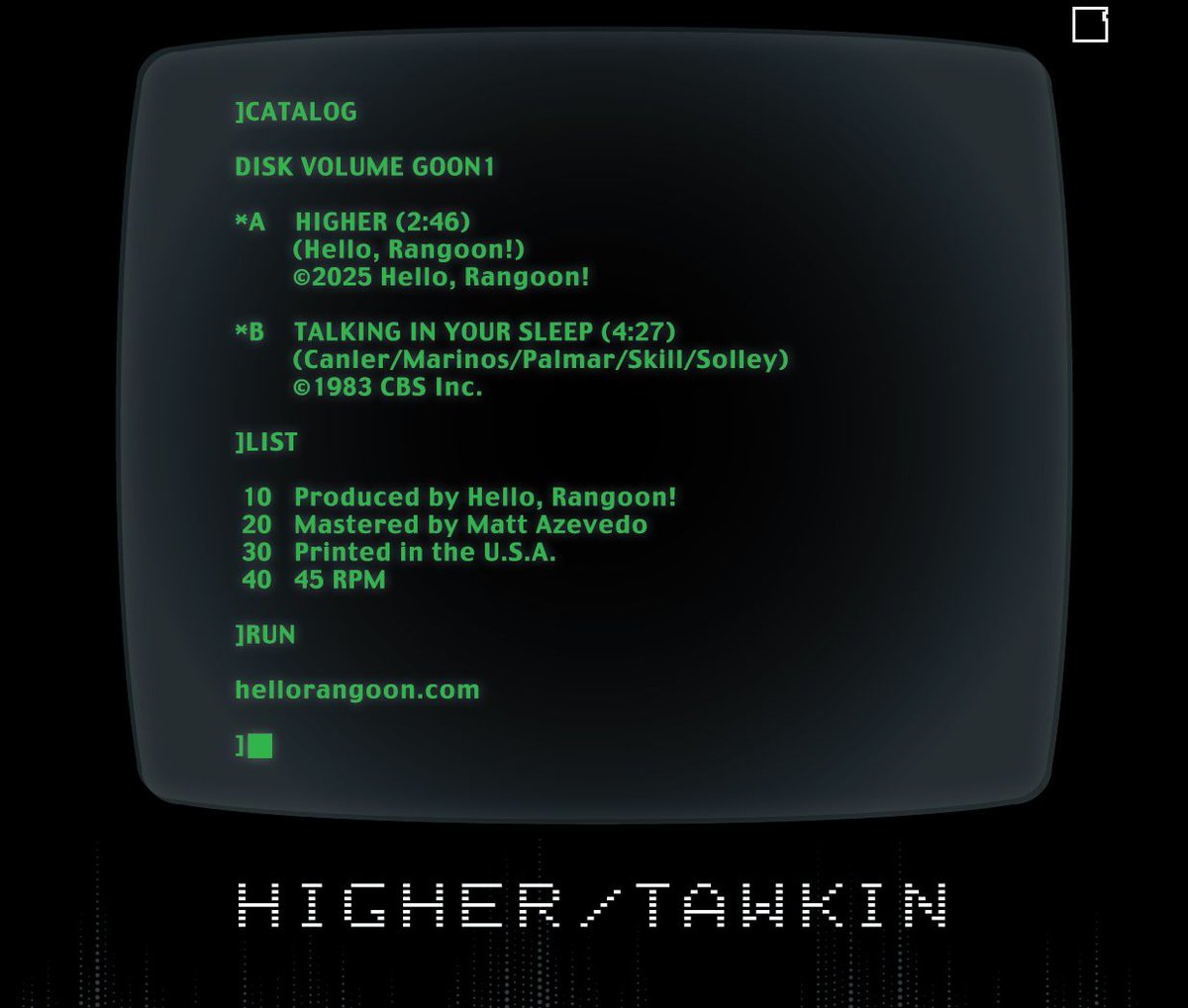 Ready for pre-order! 

7" debut single.  Physical merch rules.  

hellorangoon.bandcamp.com/album/higher-t…