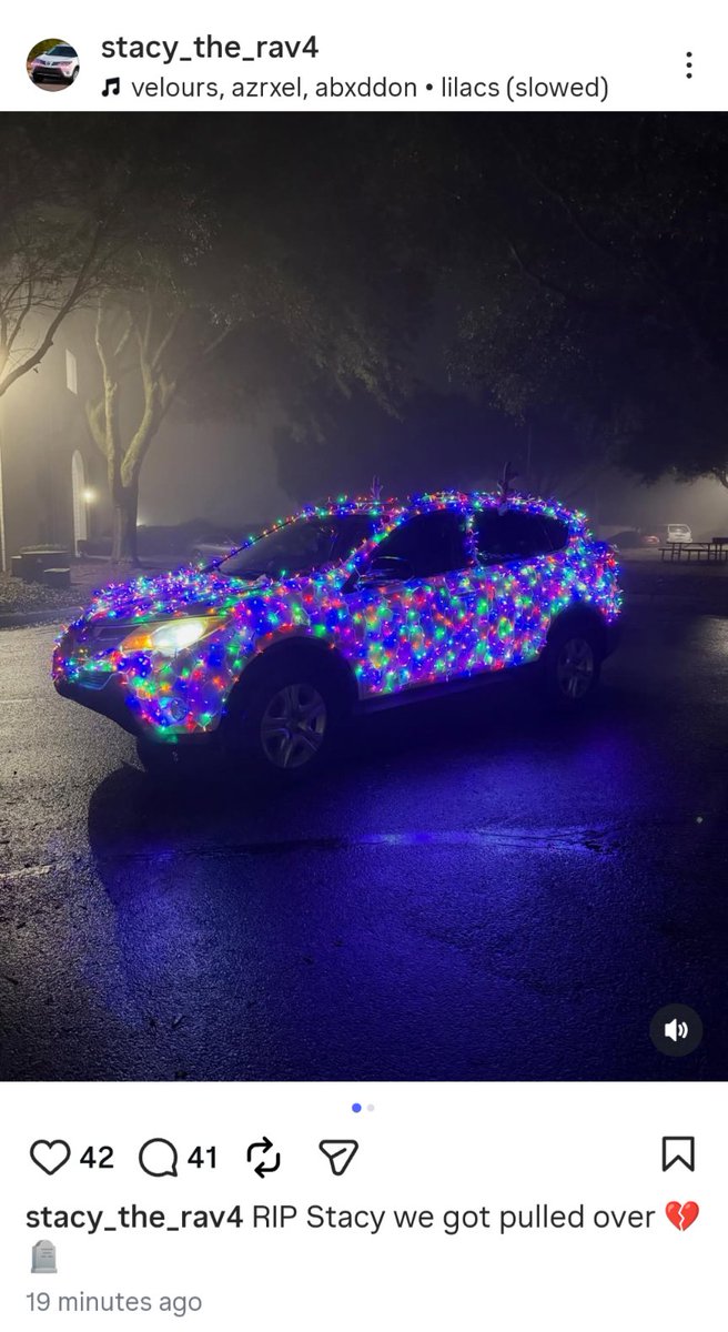 So the Christmas lights car lady just posted this on Instagram 😭 #OPnation #OPlive #OPLiveNation #OnPatrolLive