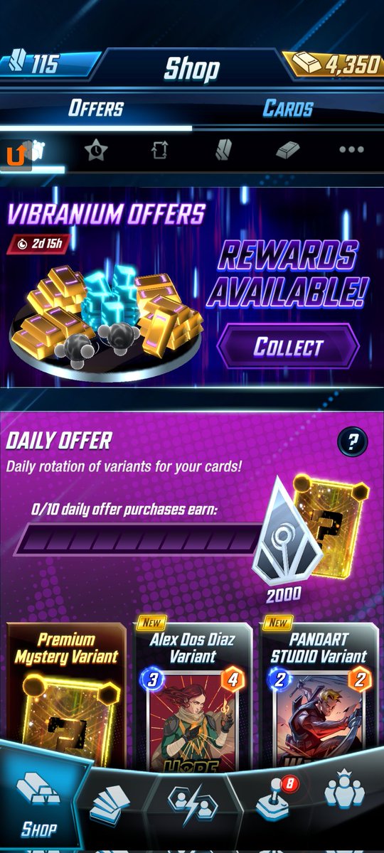RabbitSweetHS's tweet image. For some reason, all offers except for Vibranium have disappeared from the in-game shop. As you know, Japanese players are prohibited from using the web shop. I can't help but laugh.