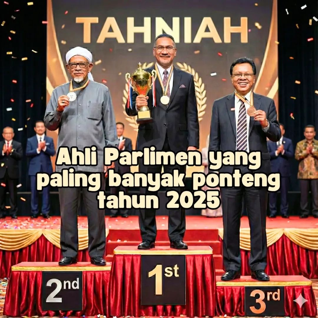 jasonyew's tweet photo. Ahli Parlimen yang paling banyak ponteng tahun 2025:

🥇 @HishammuddinH2O (ponteng 69 hari)
🥈 @abdulhadiawang (ponteng 65 hari)
🥉 Shafie Apdal (ponteng 60 hari) https://t.co/Sx4mNnxukV
