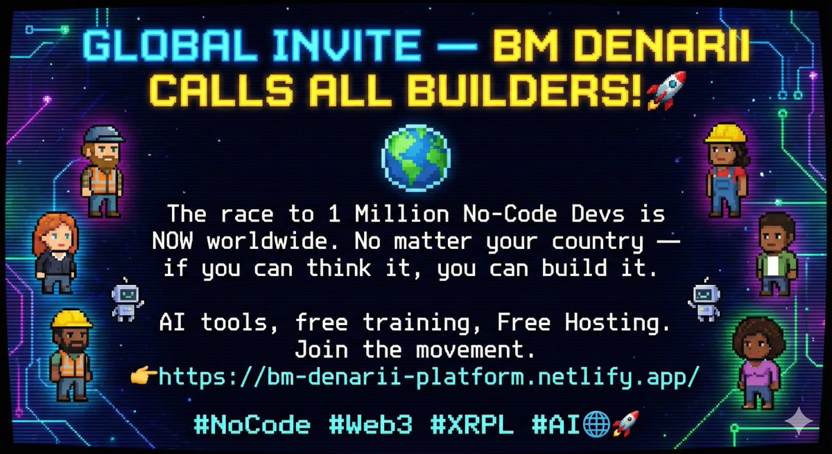 Denarii_DFI's tweet image. The Builder Hub 🏗️

Wanted: 1,000,000 No-Code Developers. 👷‍♂️🚀

This isn't just a platform; it's an engine. ✅ AI Coding ✅ Logic ✅ XRPL Integration

Join the revolution that is turning dreamers into founders. Start building:

👉 bm-denarii-platform.netlify.app

#Devs #DenariiDFi $DFi