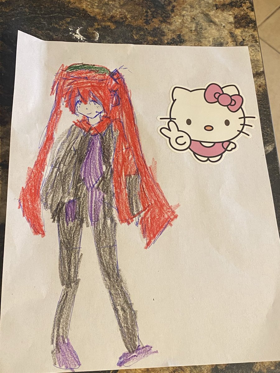 drew a quick miku for my niece to color in. sticker also added by her