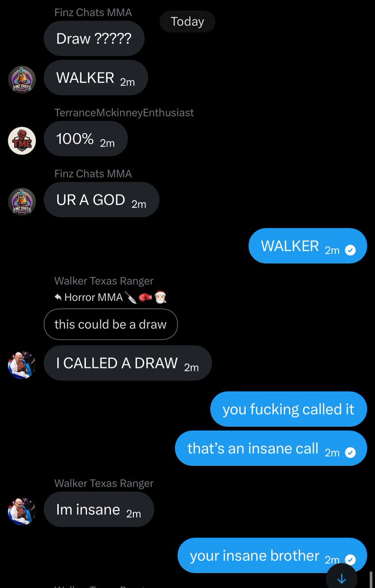 just saying <a href="/Walkerbigfan/">Walker Texas Ranger</a> correctly predicted a draw for this fight. one of the most insane predictions ever