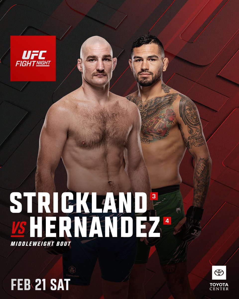 ufc's tweet image. ALL SYSTEMS GO 🚀

@SStricklandMMA vs Anthony Hernandez is your #UFCHouston main event!

[ SATURDAY FEB 21 on @ParamountPlus ]