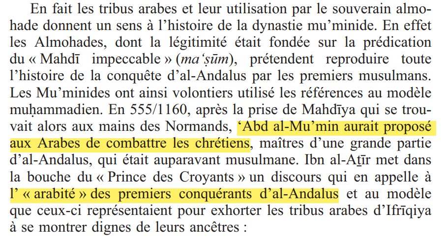 codeandclan's tweet image. The Almohad Sultan proclaims to the Banu Hilal that Arabs were indeed the original conquerors of Spain and positions them as their direct heirs by virtue of shared Arab ethnicity, calling them to Jihad:

❝After the capture of Mahdiyya from the Normans' hands, ʿAbd al-Mu’min…