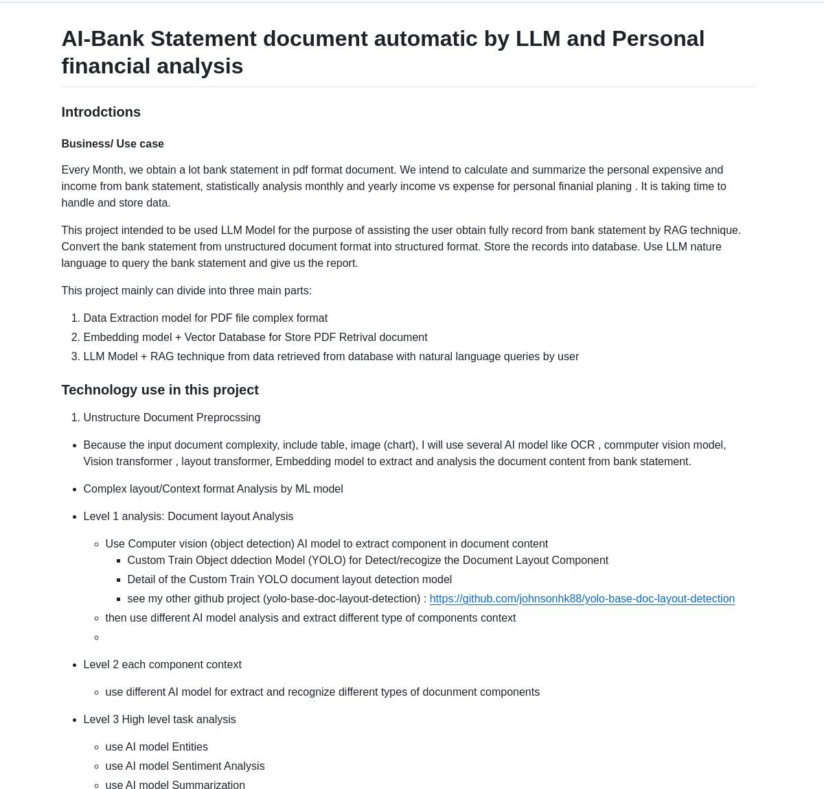 itsafiz's tweet image. AI-Powered Bank Statement Analysis

Automates the analysis of PDF bank statements using natural language.

Built on @LangChainAI RAG with advanced retrieval, it employs custom YOLO detection and local LLMs to ensure privacy-focused insights.

Source code 🧵 👇