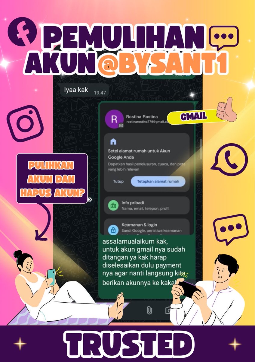 goomiyumii's tweet image. 🌸OPEN PEMULIHAN AKUN &amp;amp; LACAK LOKASI , JIKA ADA KENDALA DENGAN AKUN KAKAK BISA KONSULTASI YA KAK👇🏻🌸

wa.me/6282285420858

•🌸•JASA PEMULIHAN AKUN
•🌸•JASA HAPUS AKUN 
•🌸•SADAP WHATSAPP
•🌸•JASA LACAK LOKASI
•🌸•JASA HACK
•🌸•(EMAIL,IG,WA,TWITTER/X,FB,TIKTOK,DLL)