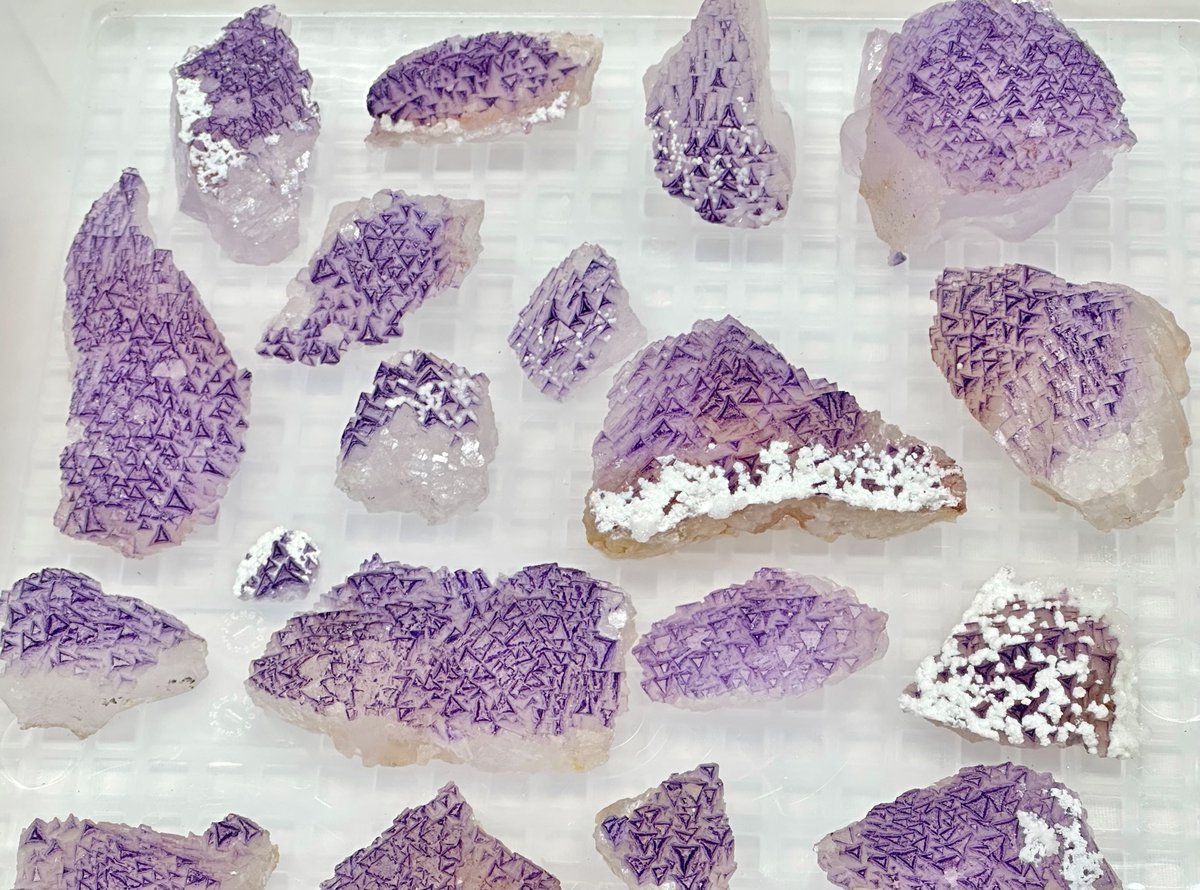 雲南新産の三角模様フローライト 綺麗なちびっ子たちがやっと届いた