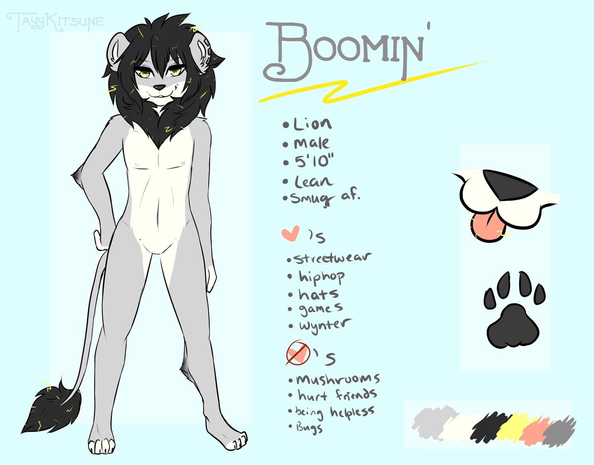 Gonna ask chat for some assistance: this is my old ref sheet for Boomin, when I update him, should I overhaul him, or leave him as is?? If you got ideas lemme know…I considered giving him like a Frankenstein do-over but I’m hesitant lol