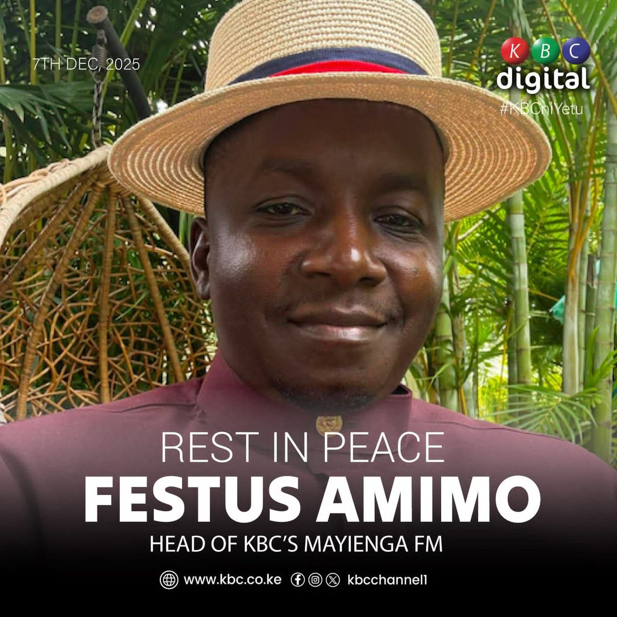 My deepest condolences to the family, friends, and the entire <a href="/MayiengaFm/">Mayienga FM</a> fraternity on the passing of Festus Amimo. His dedication and service to the station and the community will be remembered with great respect.

May his soul rest in eternal peace.