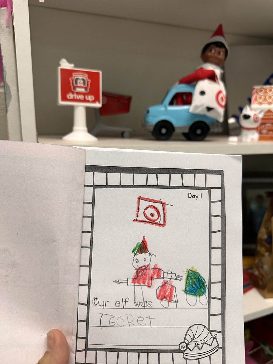 mariaxmtz1's tweet photo. Our classroom elf is a boy this year and his name is Cookie! 🎉 He LOVES Target (just like Mrs. Martinez🎯). He surprised our class with a Target dramatic play. Cookie got his curbside pickup! 🛒❤️ #TargetStyle @target @target_teachers @elfontheshelf @NISD_ECE @NISDElemScience https://t.co/UB20zqe1Us