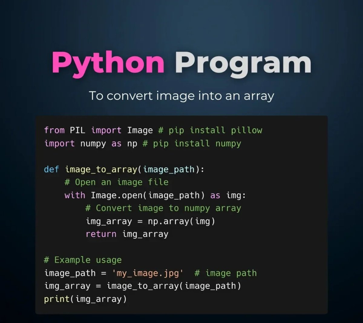 Python_Dv's tweet image. Python program to convert image to an array 🔥