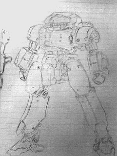 ra0aaa's tweet image. 昔描いたオリロボをリデザ　その17
・ターレットレンズ
・曲面装甲多めで防御力高そう
・試作機っぽくもあり量産機っぽい雰囲気も
 元絵がオリロボその６の発展型みたいな想像で描いてたはず？
肩の煙幕発射装置と対ドローン用タレットがおしゃれポイント