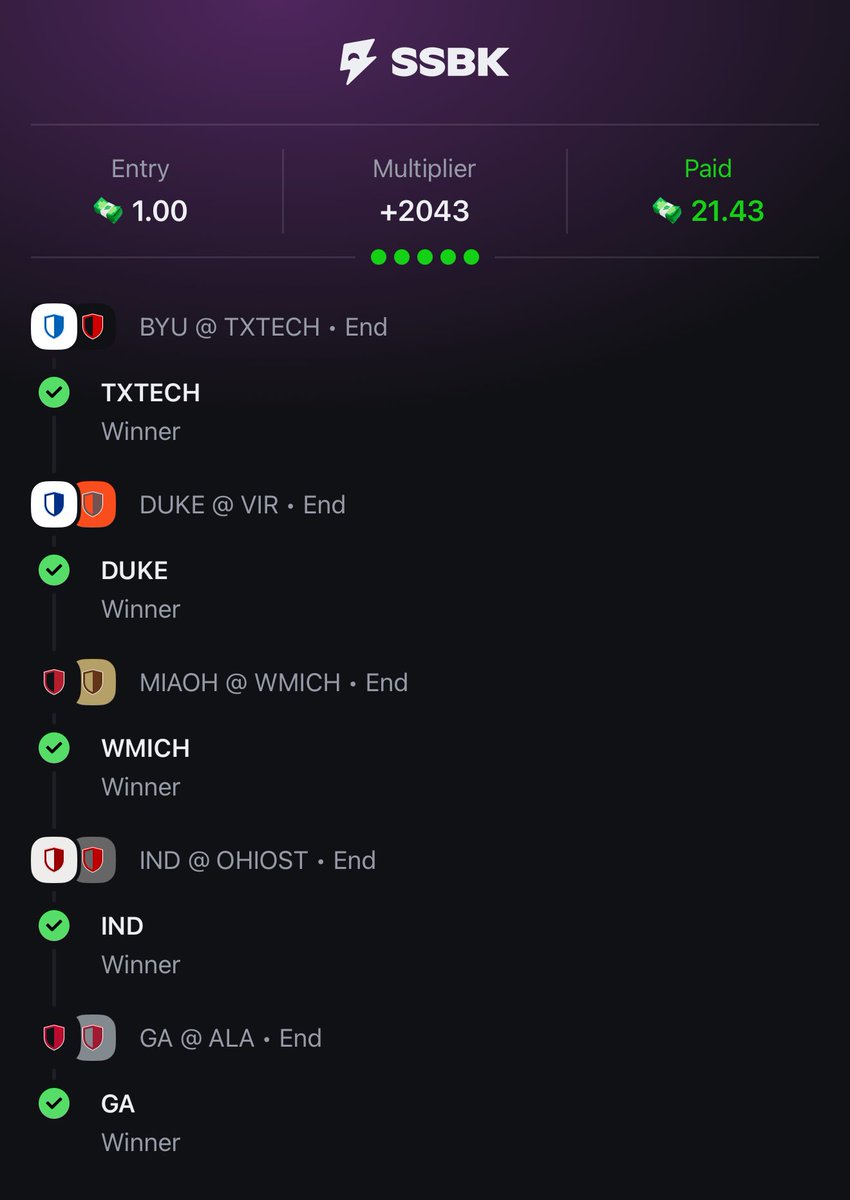 Tailed <a href="/PatMcAfeeShow/">Pat McAfee</a> college game day picks only had a dollar on my account but hey a win is a win