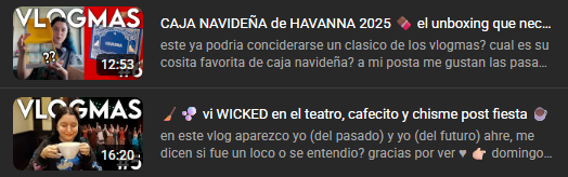MacaGrau's tweet photo. Dia 5 y 6 de VLOGMAS
finde semana vino con vlogcitos un poco mas cortitos, pero la gente los recibio bien igual ♥
https://t.co/X4LekEz6Y6 https://t.co/AmARsMRl9g